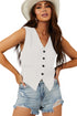 Solid Color Button Up V Neck Suit Vest